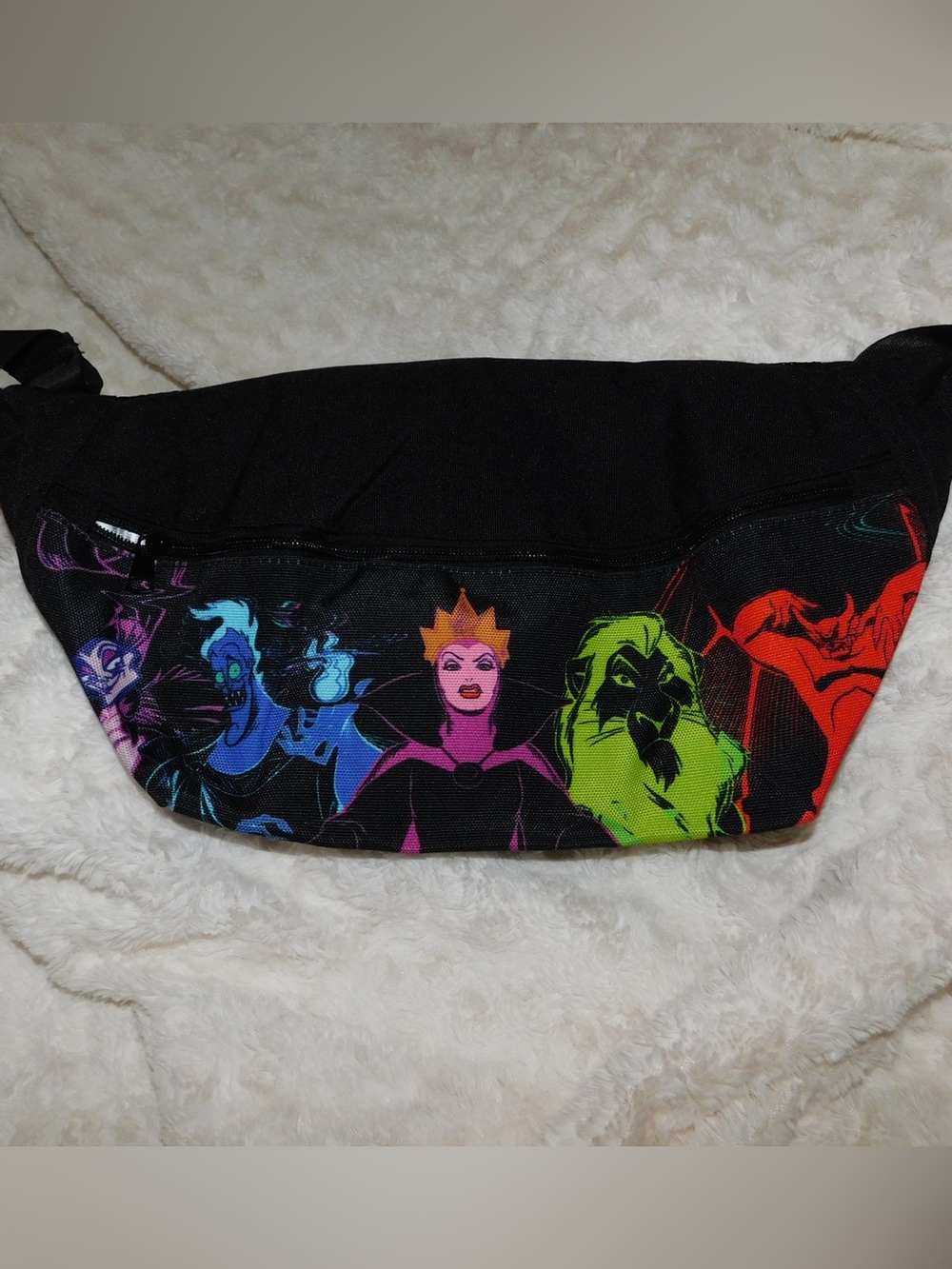 Disney Black Waist Bag with Neon Villains Graphic